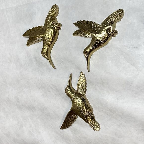 Lot Of 3 Vintage Homco Gold Hummingbird Wall Hanging  7669 USA Plastic - Picture 1 of 7